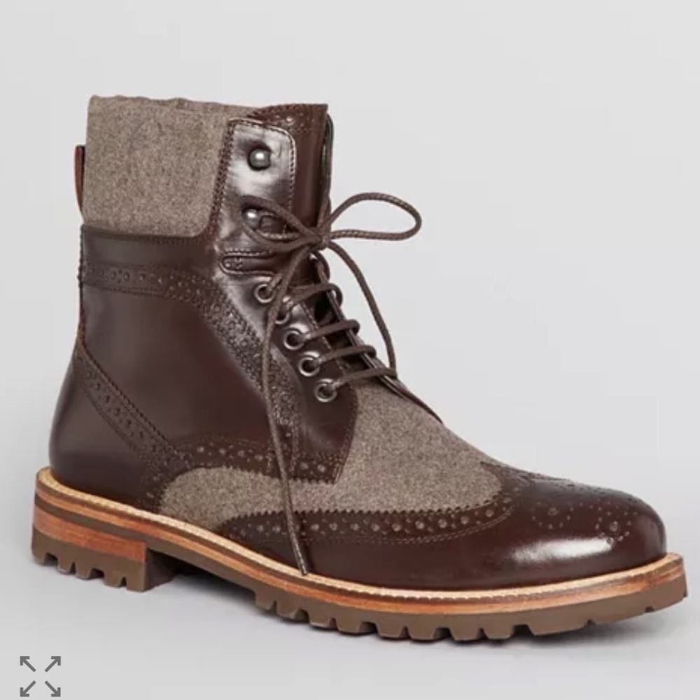 NEW Bruno Magli Paciano Wingtip Boots Wool Leather Made In Italy Men's Size 10